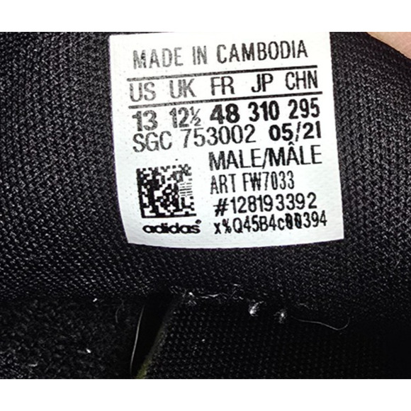 Adidas Canvas Sneakers Men's 13 Black White Stripe Lace Up FW7033 - Picture 2 of 13